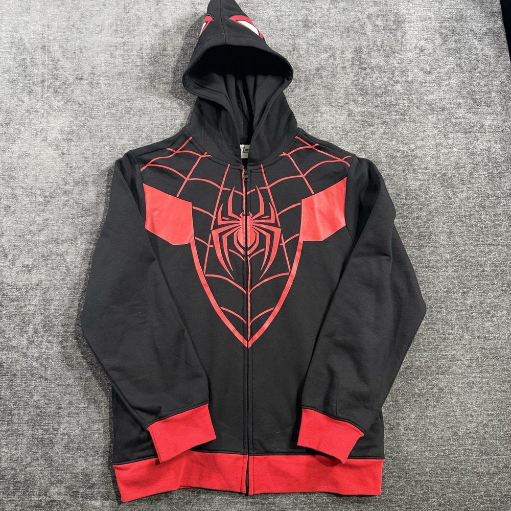 Marvel Spider-Man Miles Morales Black Full Zip Hooded Jacket Boys Size XXL